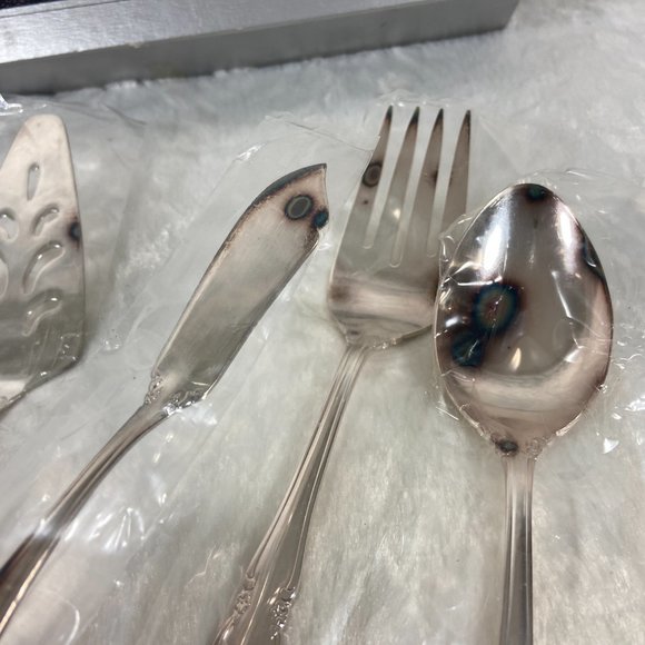 6 Pc Towle Stainless Steel Baroness Hostess Serving Set plus 1 odd Silver Plated - Picture 6 of 7